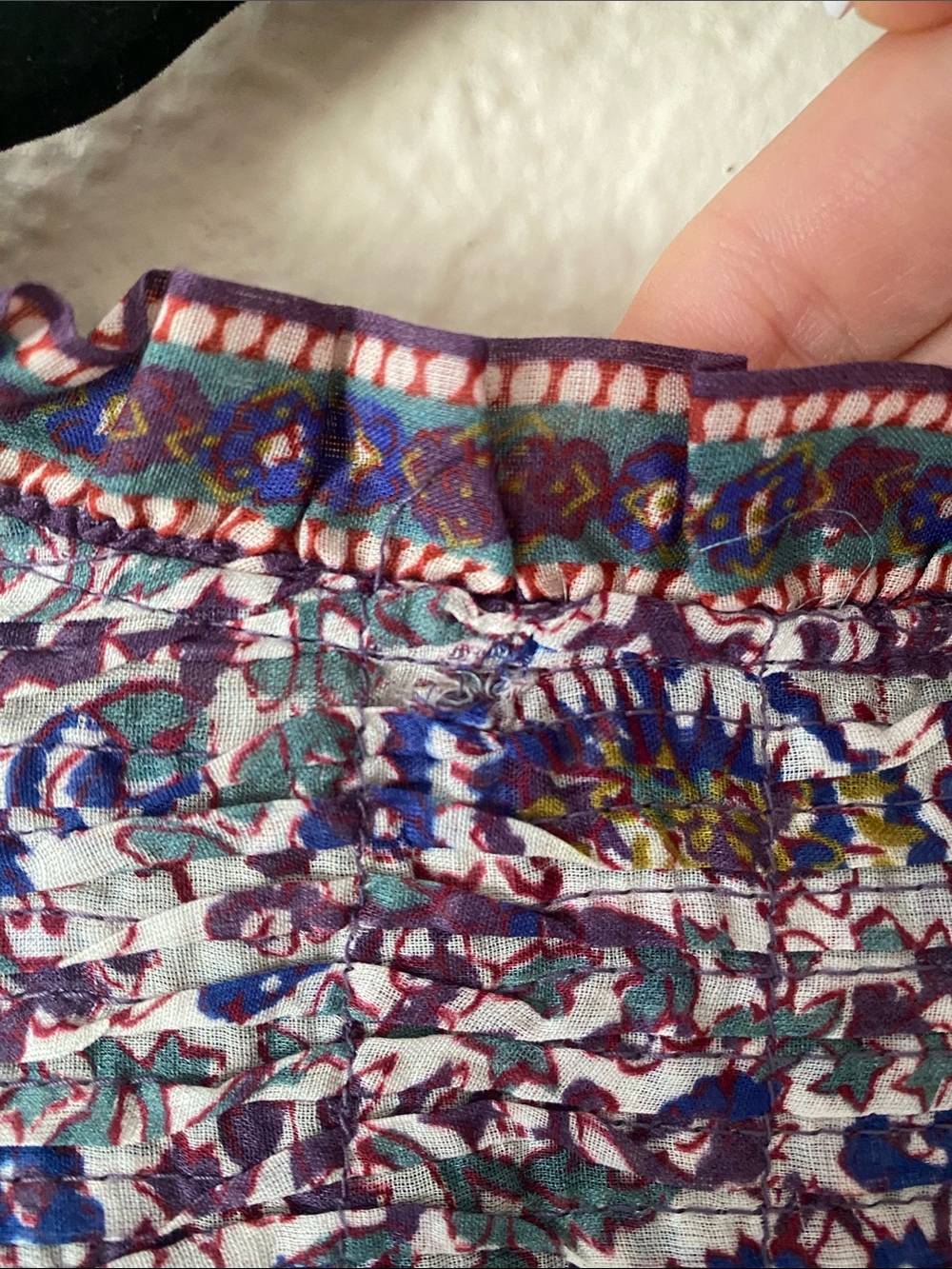 Sea New York 100% Cotton Rosita Border Print Flutter Sleeve Top Size M Purple - Picture 8 of 8